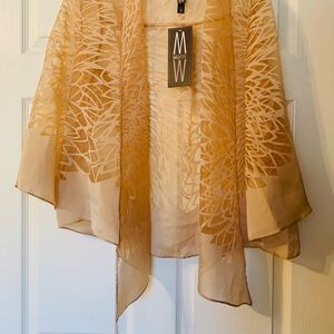 MarlaWynne Sheer Tan Jacket with Floral Design